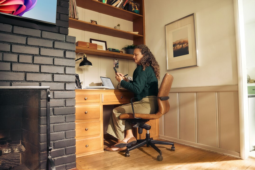 person working from home at desk